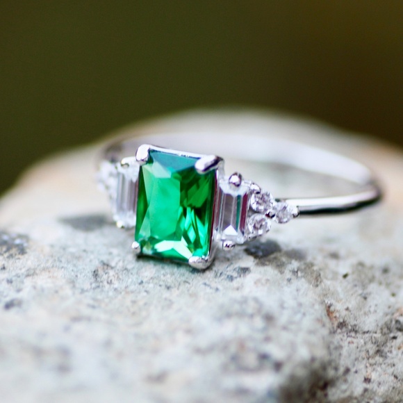 Handmade Emerald Ring Sterling Silver 925 , May Birthstone , Promise Ring - Picture 9 of 9
